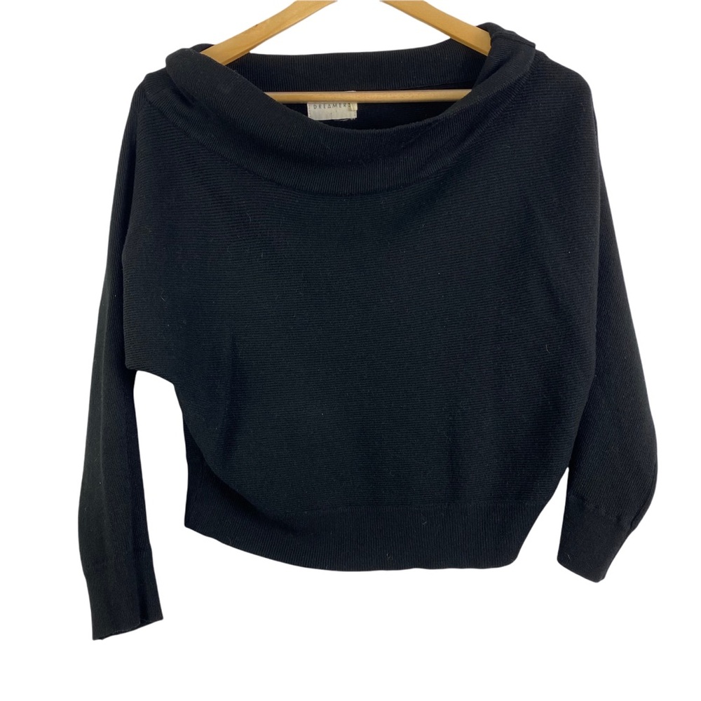 Dreamers off shoulder crew neck sweater black batwing dolman sleeves size Small